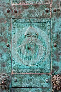 Green copper pattern of Lebanese orthodox saint
