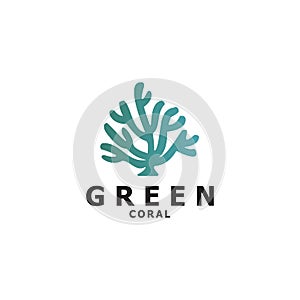 Green coral logo design vector template
