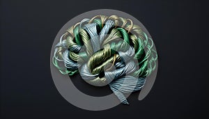 Green Cords Brain - Representation of Neurodivergent Connections (AI Generated photo