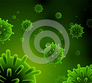 Green coronavirus cells background