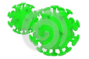 Green Coronavirus color on a white background. 3d render