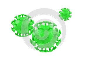 Green Coronavirus color on a white background. 3d render