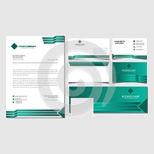 Green corporate identity set template vector and envalop,bussines card,facebook cover background