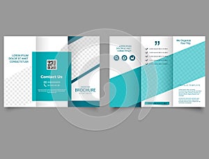 Green corporate trifold brochure. lyer report template. design vector illustration.