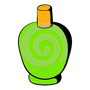 Green cosmetic bottle icon, icon cartoon