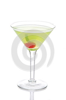 Green Cosmopolitan martini cocktail with vodka