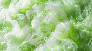 Green cotton candy textured background. Close up of fluffy cotton candy. Generative AI