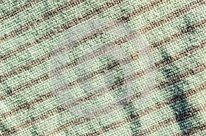 Green cotton fabric with brown stripes