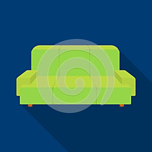 Green couch icon in flat style isolated on white background. Office furniture and interior symbol stock vector