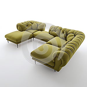 OGreen couch with a pillow on it