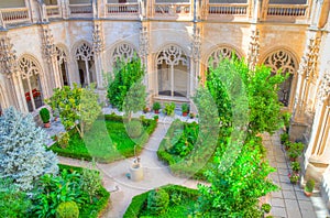 Green courtyard at Monasterio de San Juan de los Reyes at Toledo, Spain