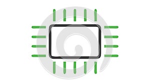 Green CPU chip processor icon , vector design Generative AI