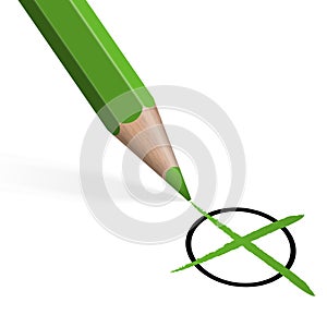 Green crayon with cross