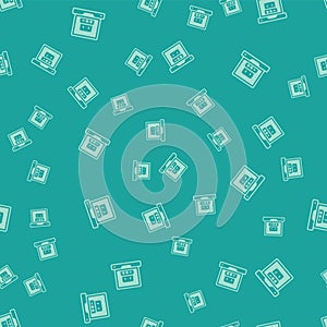 Green Creating robot icon isolated seamless pattern on green background. Artificial intelligence, machine learning