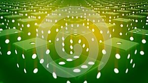 Green creative background of game of chance dices randomization - abstract 3D rendering photo