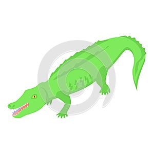 Green crocodile icon, isometric style