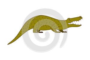 Green Crocodile with Long Tail and Sharp Teeth as African Animal Vector Illustration