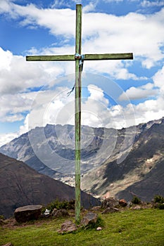 Green Cross on a Peruvian Mountain