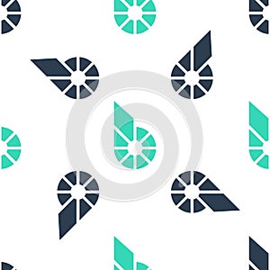 Green Cryptocurrency coin Bitshares BTS icon isolated seamless pattern on white background. Physical bit coin. Digital
