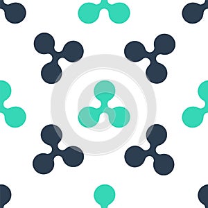 Green Cryptocurrency coin Ripple XRP icon isolated seamless pattern on white background. Digital currency. Altcoin