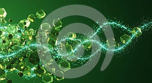Green crystal matrix and glowing particle stream