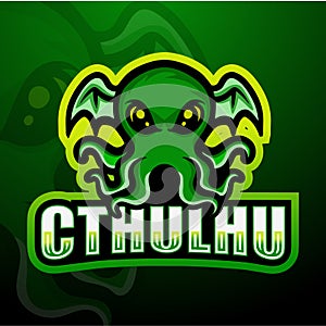 Green cthulhu mascot esport logo design photo