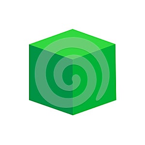 Green cube basic simple 3d shapes isolated on white background, geometric cube box icon, 3d shape symbol cube, clip art geometric