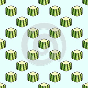 Green Cube Printed on 3d printer vector Additive Manufacturing colored seamless pattern