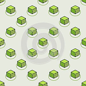 Green Cube vector 3D Printing Technology colored seamless pattern