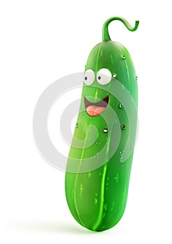 Green cucumber character with a playful expression photo