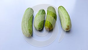 Green  Cucumber image in white Background,four cucumber image, Selective Focus