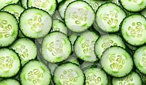 Green cucumber rounds arranged in perfect symmetry.