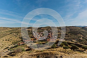 Green cultivated landscape from the Melhor castle in Portugal photo