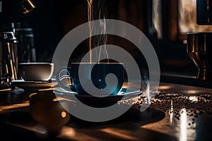 CUP OF COFFEE ON TABLE GENERATED BY AI TOOL