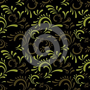 Green curl seamless pattern