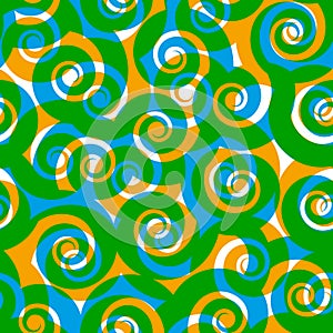 Green curls seamless pattern, vector background.