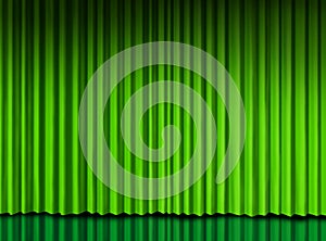 Green curtain on theater stage