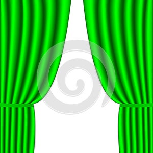 Green curtain on the white. Background