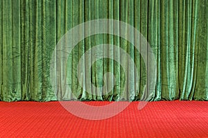 Green Curtains on a red Stage