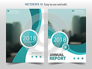 Green curve circle annual report Brochure design template vector. Business Flyers infographic magazine poster.