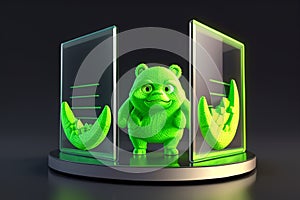 Green cute bull 3d rendered, showing divergence in crypto market, bitcoin