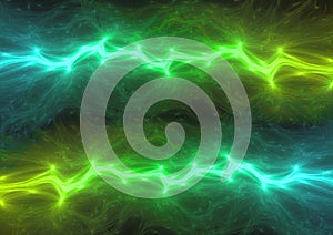 Green and cyan fractal lightnings