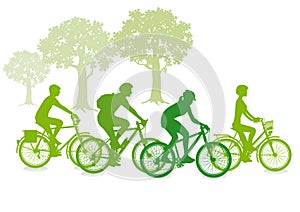 Green cyclist silhouettes
