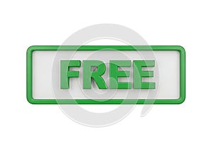 Green 3d text free button with white background