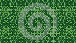 Green Damask Seamless Vector Pattern