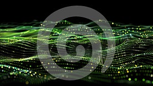 Green Data Stream: Abstract Tech Visual With Flowing Particle Waves