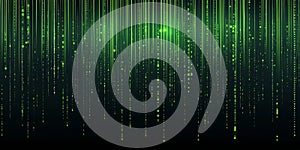 Green Data Stream. Binary Code Falling Down. Digital Lines. Programming Background With Numbers