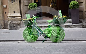 Green decorated bicycle