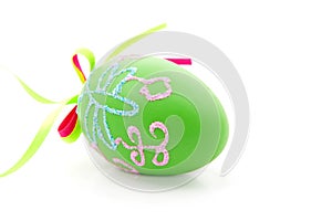 Green decorated easter egg
