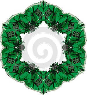 green decorative wreath , place